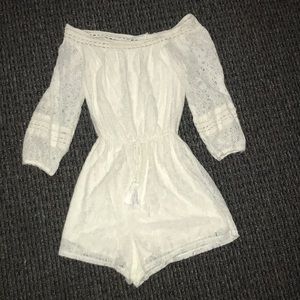 Hollister White Lace Off the Shoulder Romper